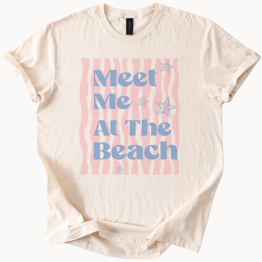 Meet Me at the Beach Graphic Tee Retro Summer Design